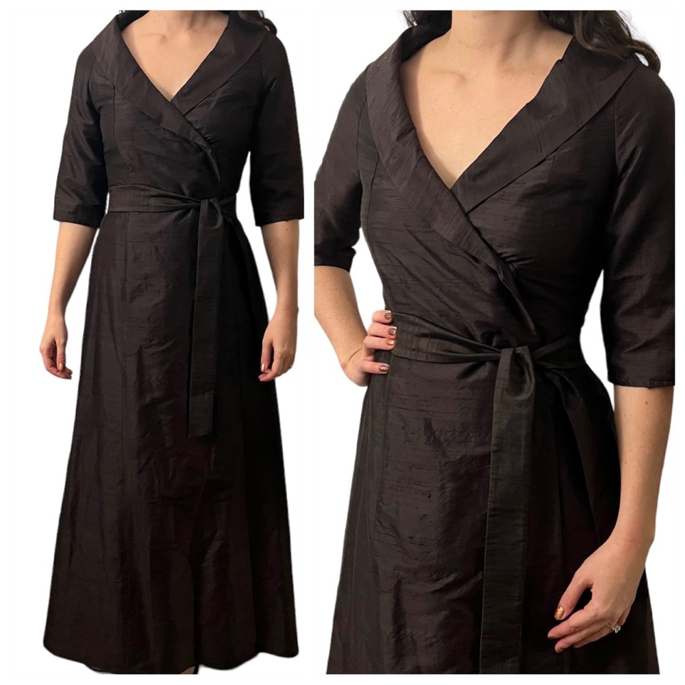 Gorgeous Vintage Shimmery Brown Hostess Gown, Silk, Formal Gown, Small